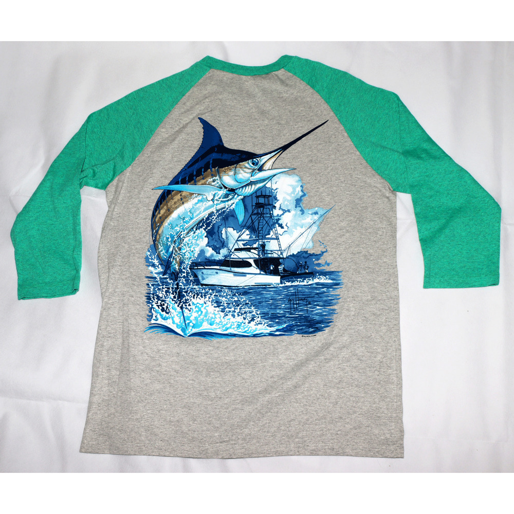 Pacific Guy Harvey Men's Long Sleeve Fishing Graphic T-Shirt Size‎ Medium